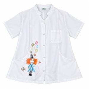 Chaqueta Profesional Sanitaria Blanca Estampada